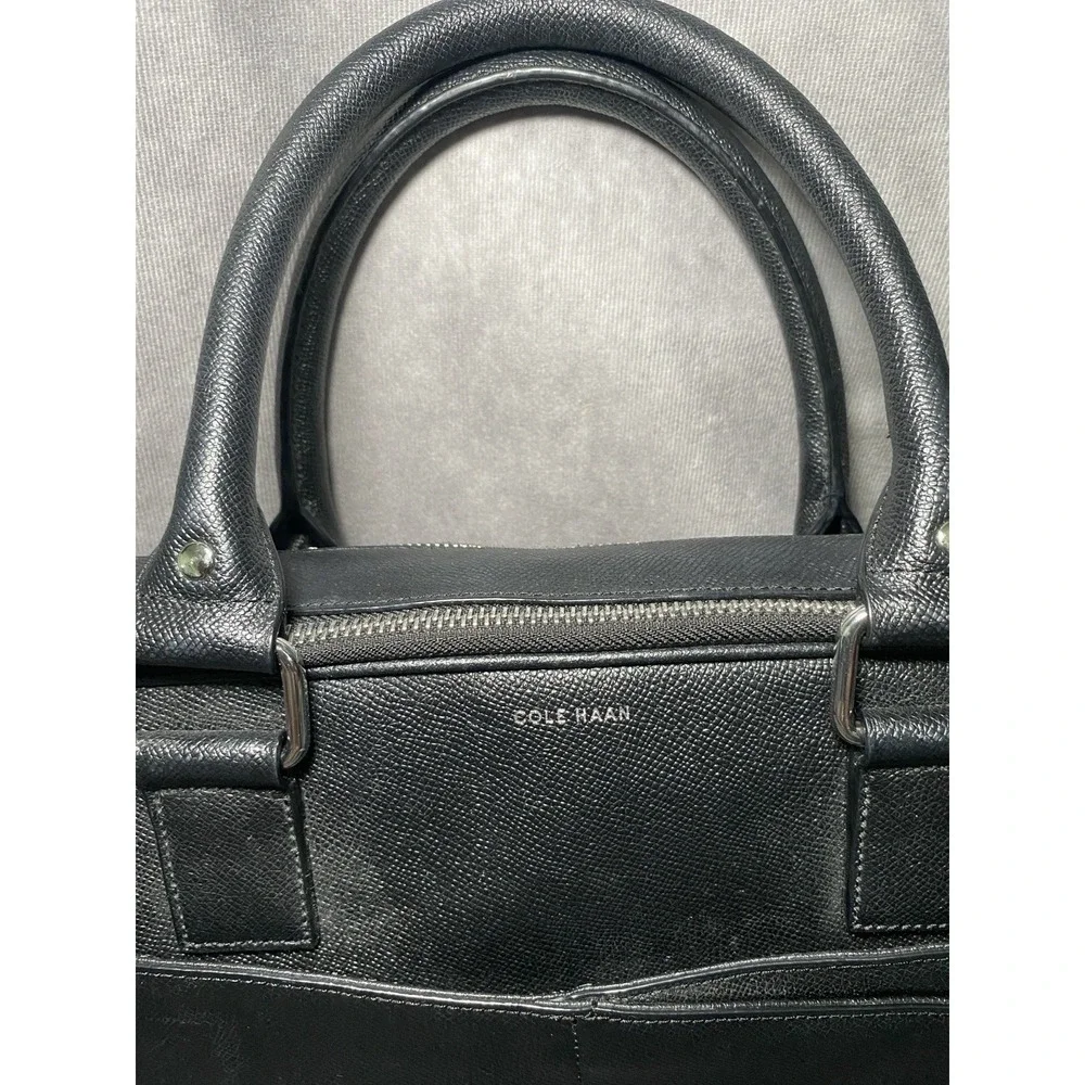 Cole Haan Black Pebbled Leather Briefcase Laptop Bag American Airlines